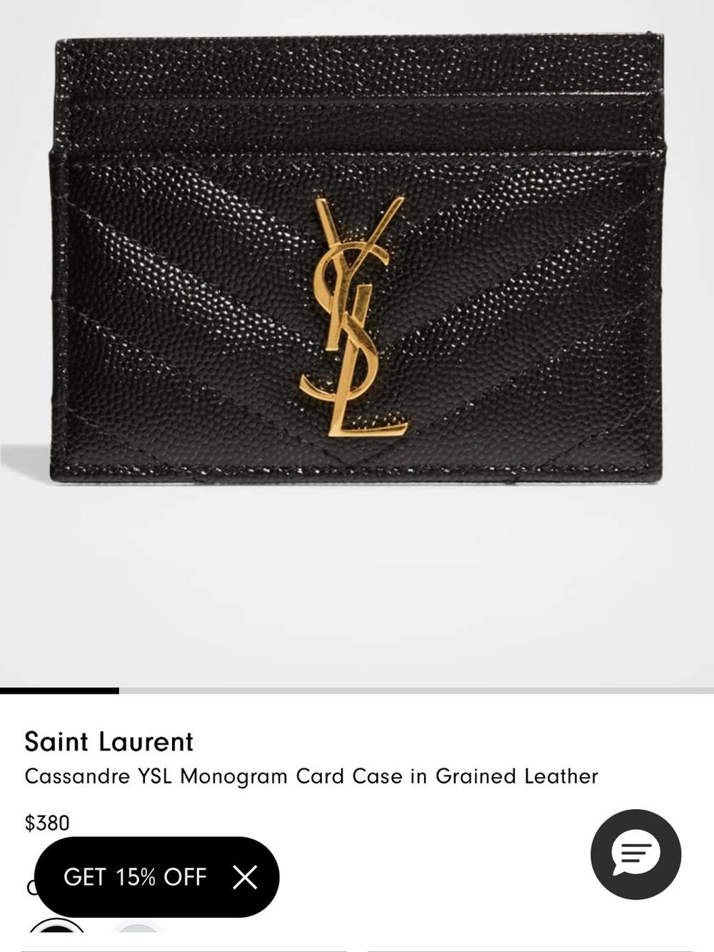 Saint Laurent Black Grained Leather Cassandre Card Case with Gold YSL Monogram - Picture 8 of 8